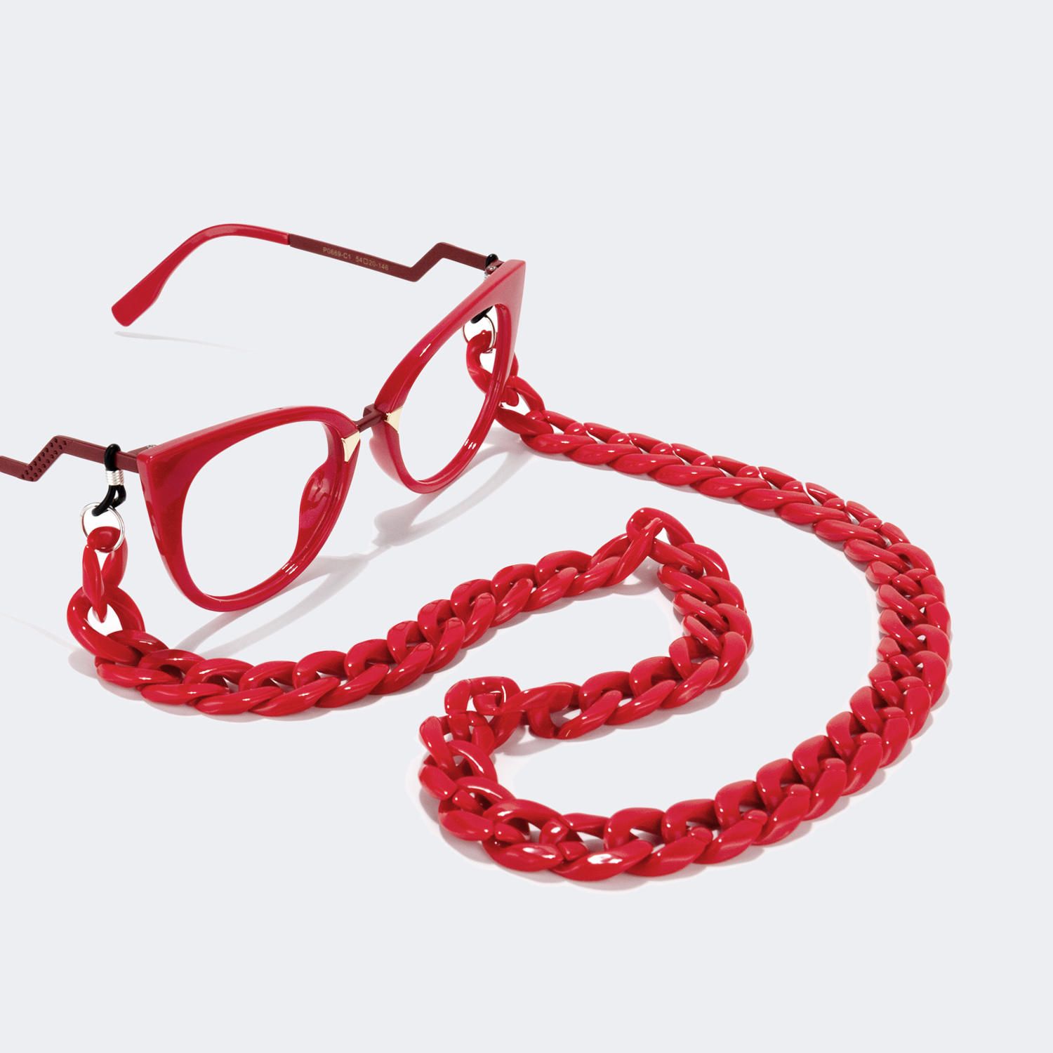 Twist Link Red Glasses Chains | Vooglam.com Angle View