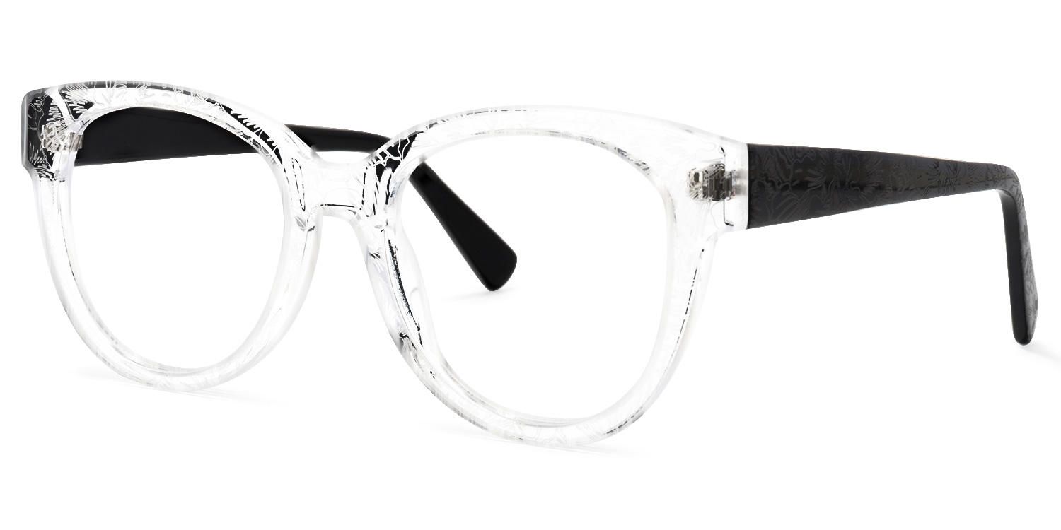 Round Crystal Eyeglasses | Vooglam.com Front View