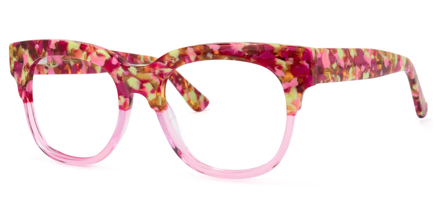 Square Pink Eyeglasses | Vooglam.com Front View