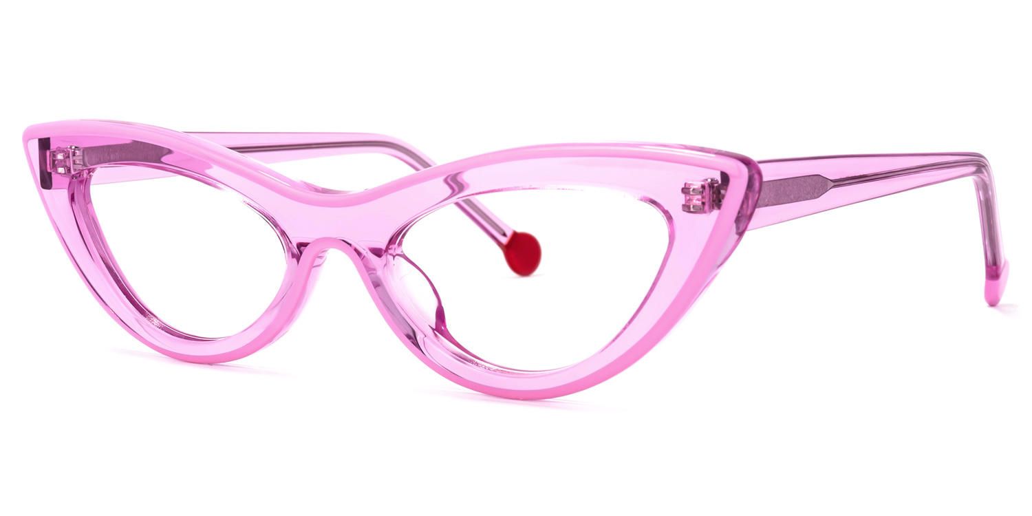 Cat Eye Pink Eyeglasses | Vooglam.com Front View
