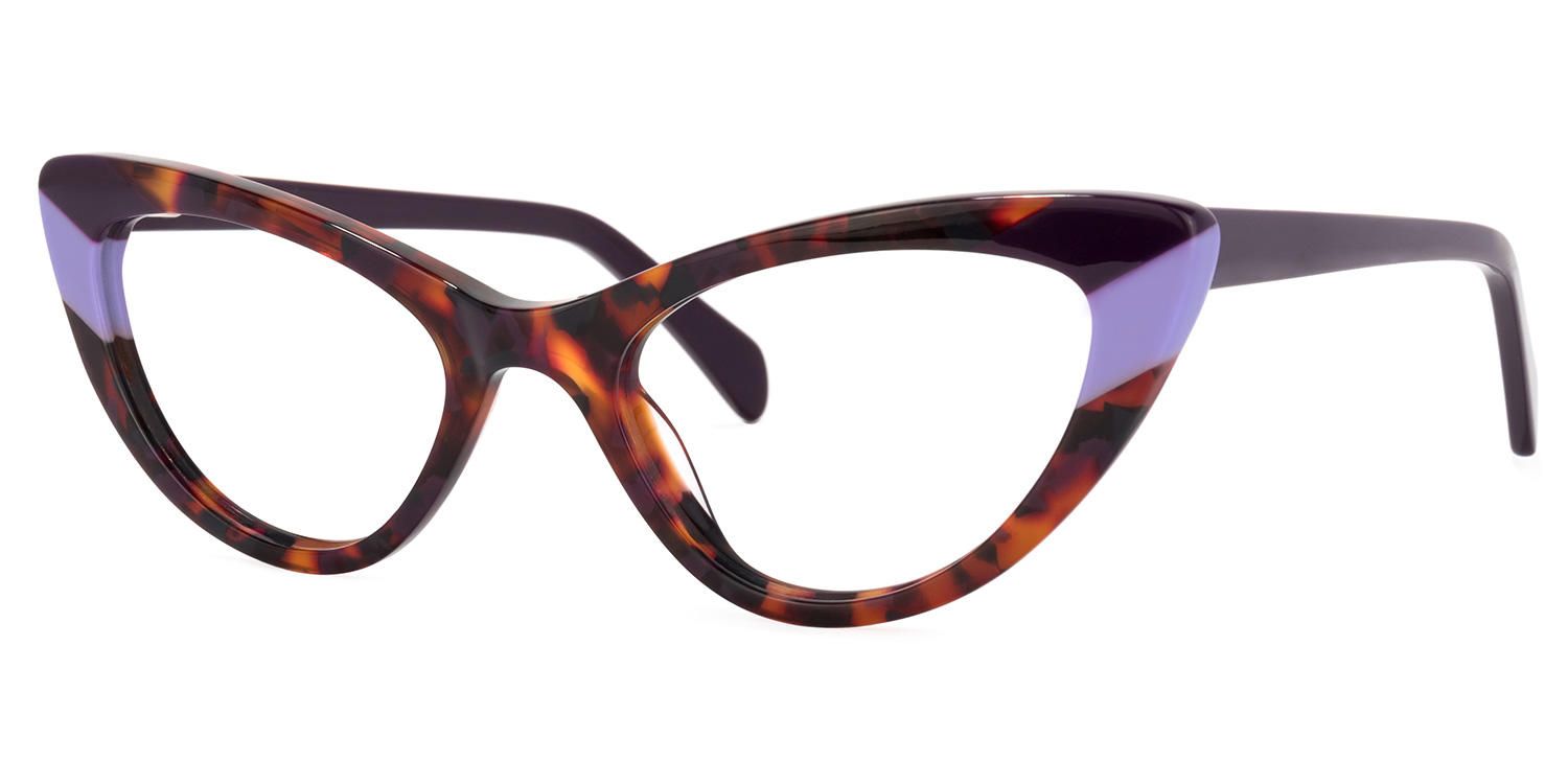 Pamela - Cat Eye Purple/Tortoise Eyeglasses | Vooglam Front View