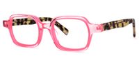 Rectangle Pink Eyeglasses | Vooglam.com Front View