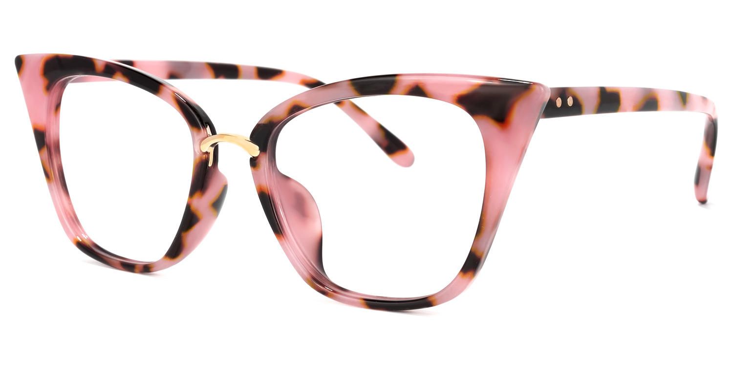 Tacita - Pink Tortoiseshell Cat-Eye Glasses Boho Flair | Vooglam Front View