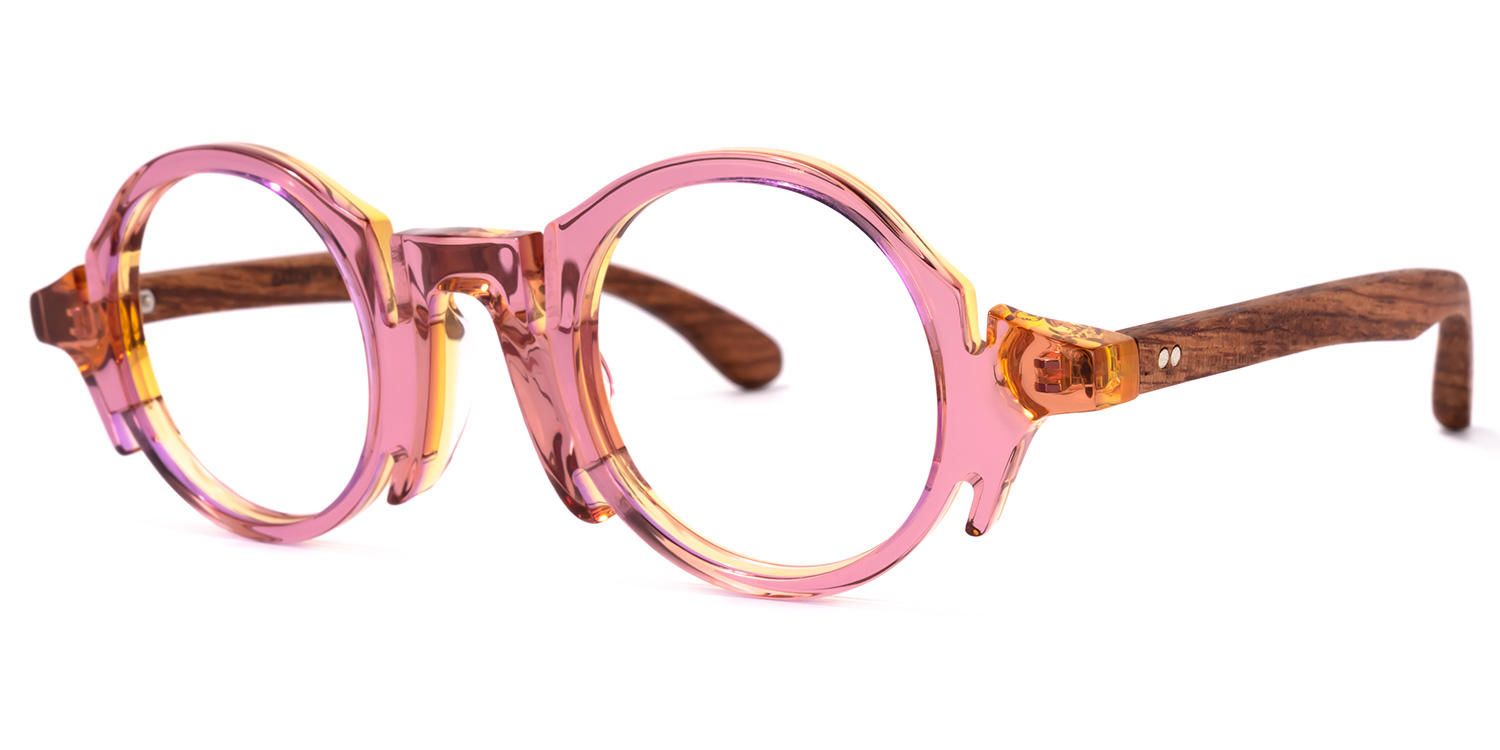 Shelley - Round Pink Eyeglasses | Vooglam Front View
