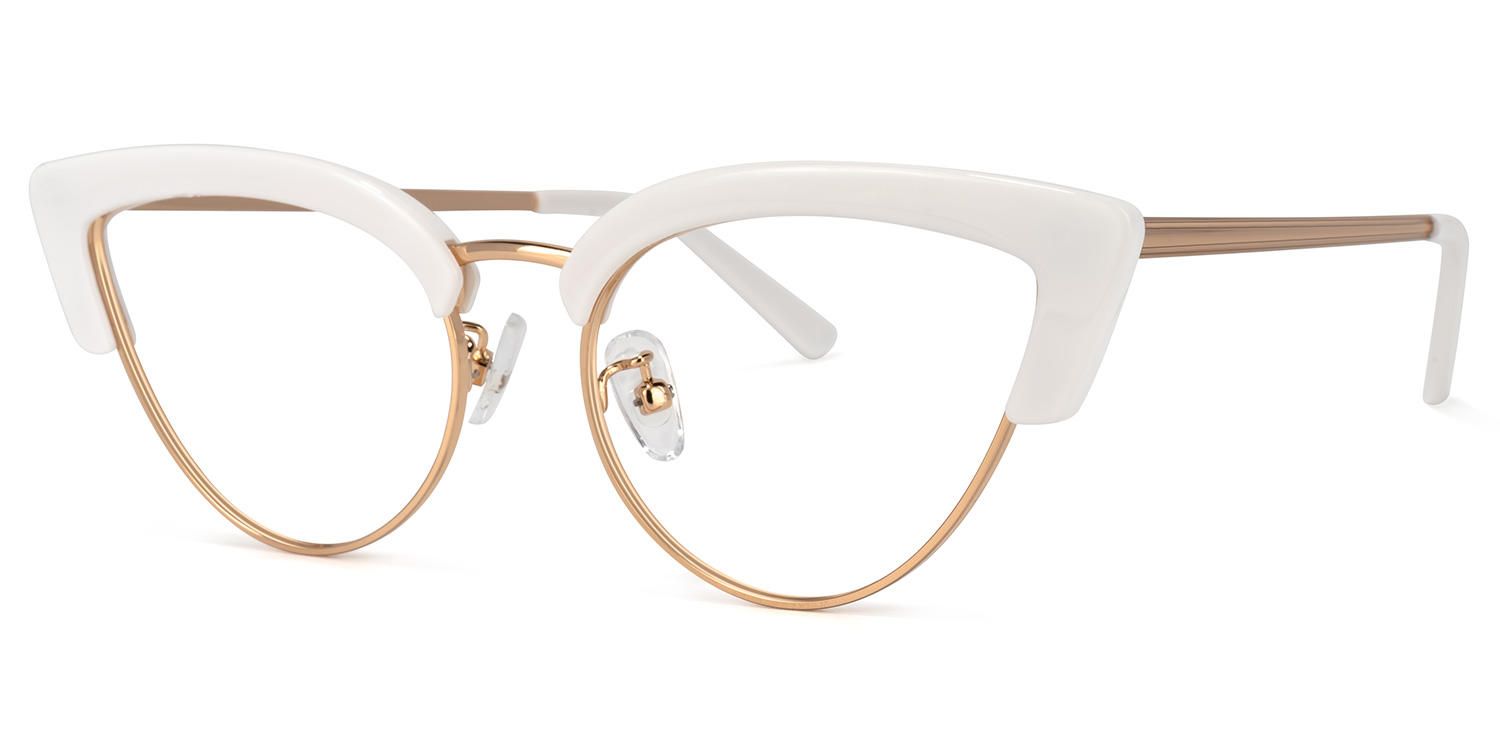 Faith - Cat Eye White Eyeglasses │ Vooglam Front View
