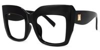 Cassandra - Bold Oversized Square Black Eyeglasses | Vooglam Front View