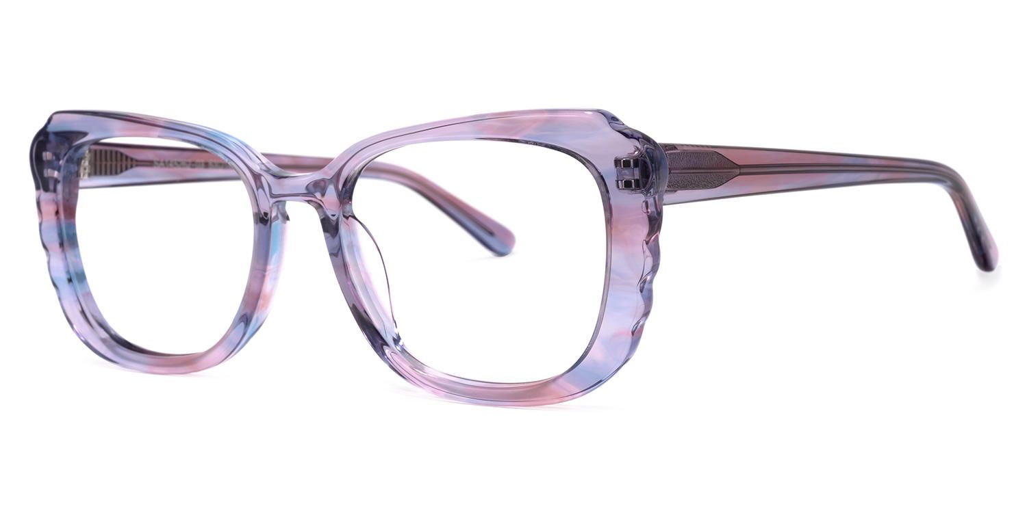 Rectangle Purple Eyeglasses | Vooglam.com Front View