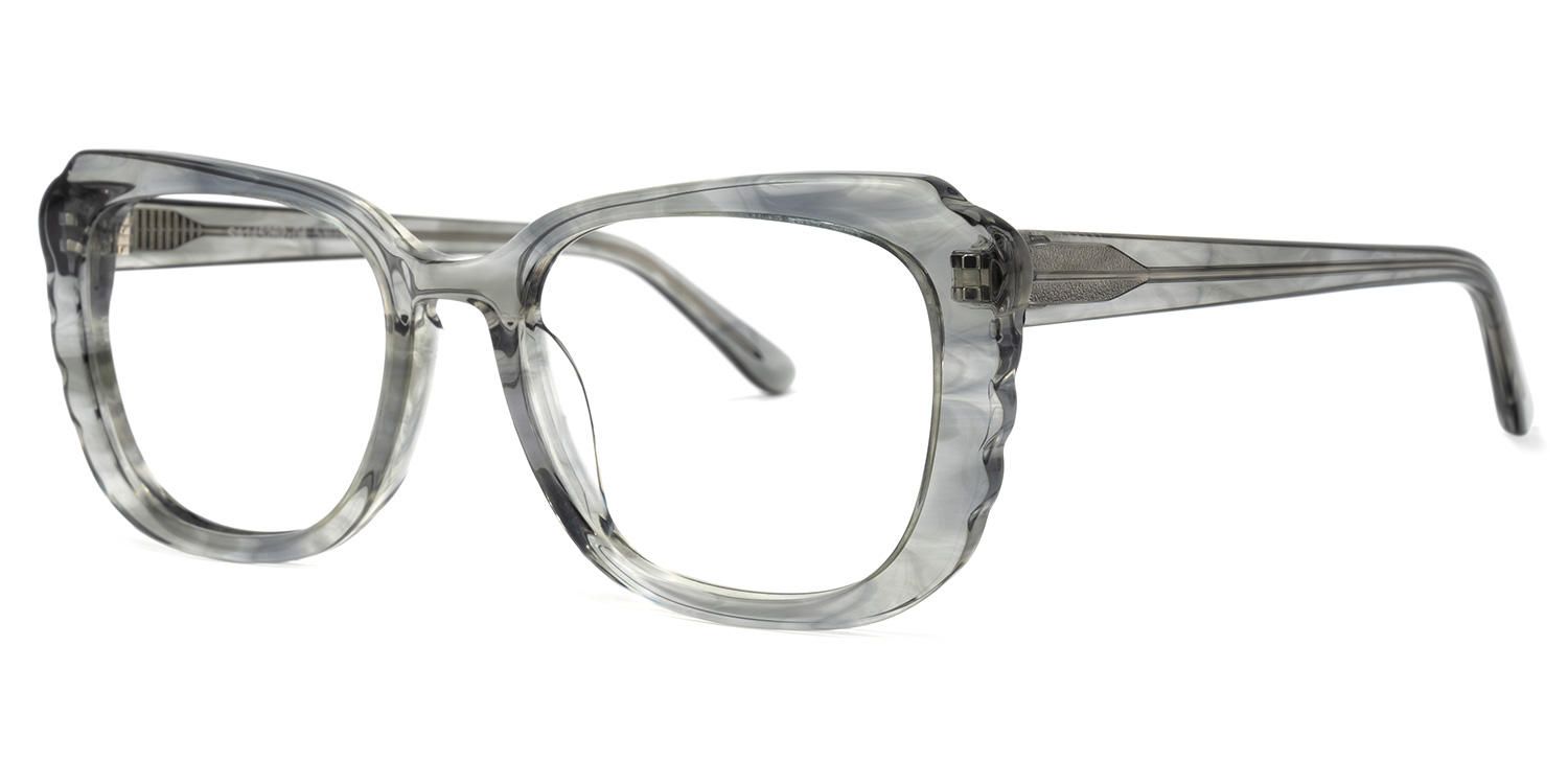 Rectangle Grey Eyeglasses | Vooglam.com Front View