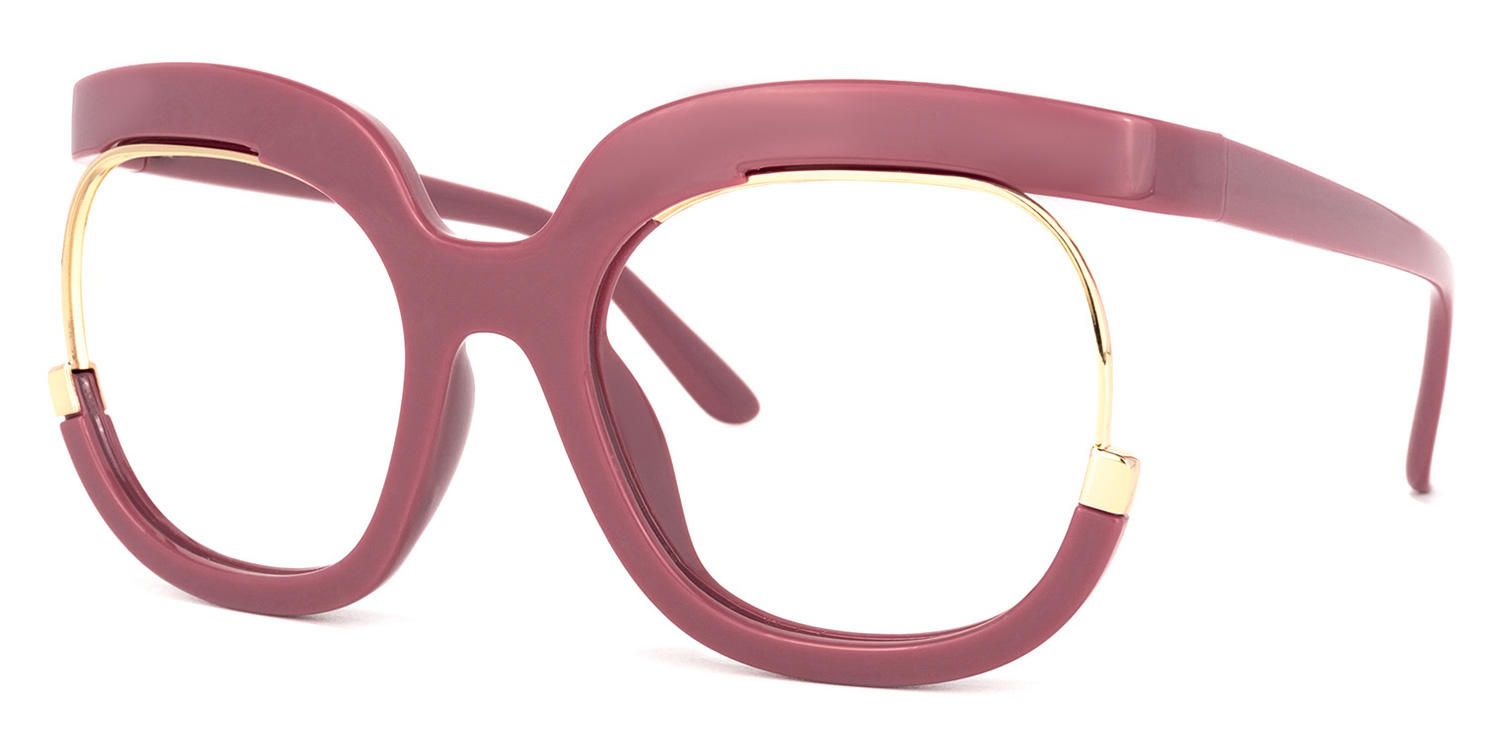 Fredia - Square Pink Eyeglasses | Vooglam Front View