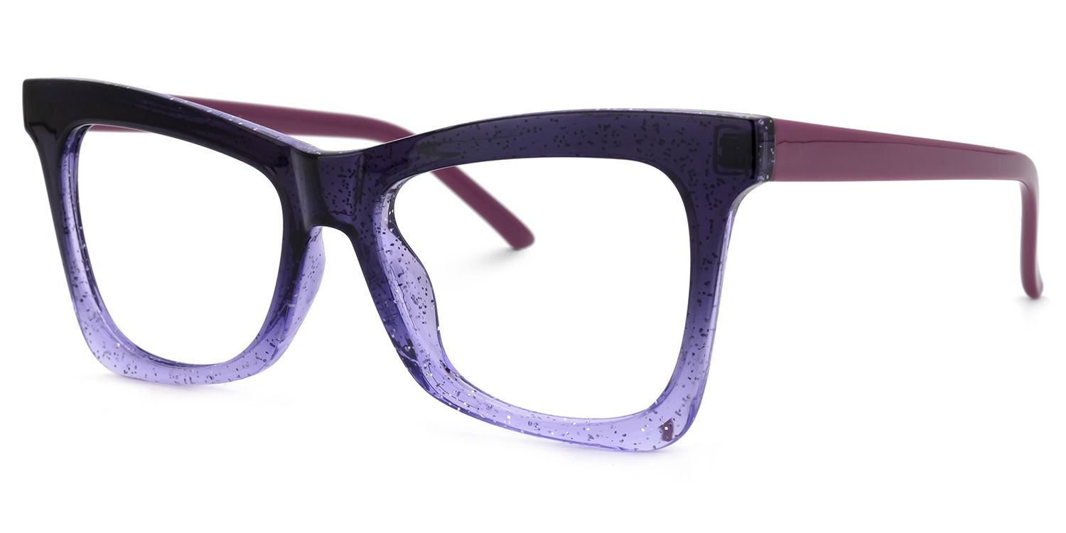 Marguerite - Glitter Purple Glasses with Vaporwave Vibe | Vooglam Front View