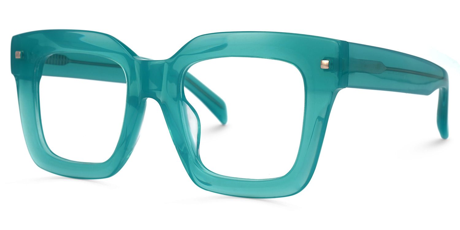 Square Green Eyeglasses | Vooglam.com Front View