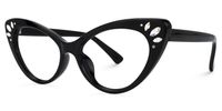 Emmie - Black Rhinestone Designed Cat Eye Glasses | Vooglam Front View