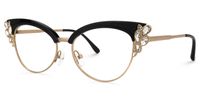 Portia Rhinestone Browline Cat Eye Glasses for Women | Vooglam Front View