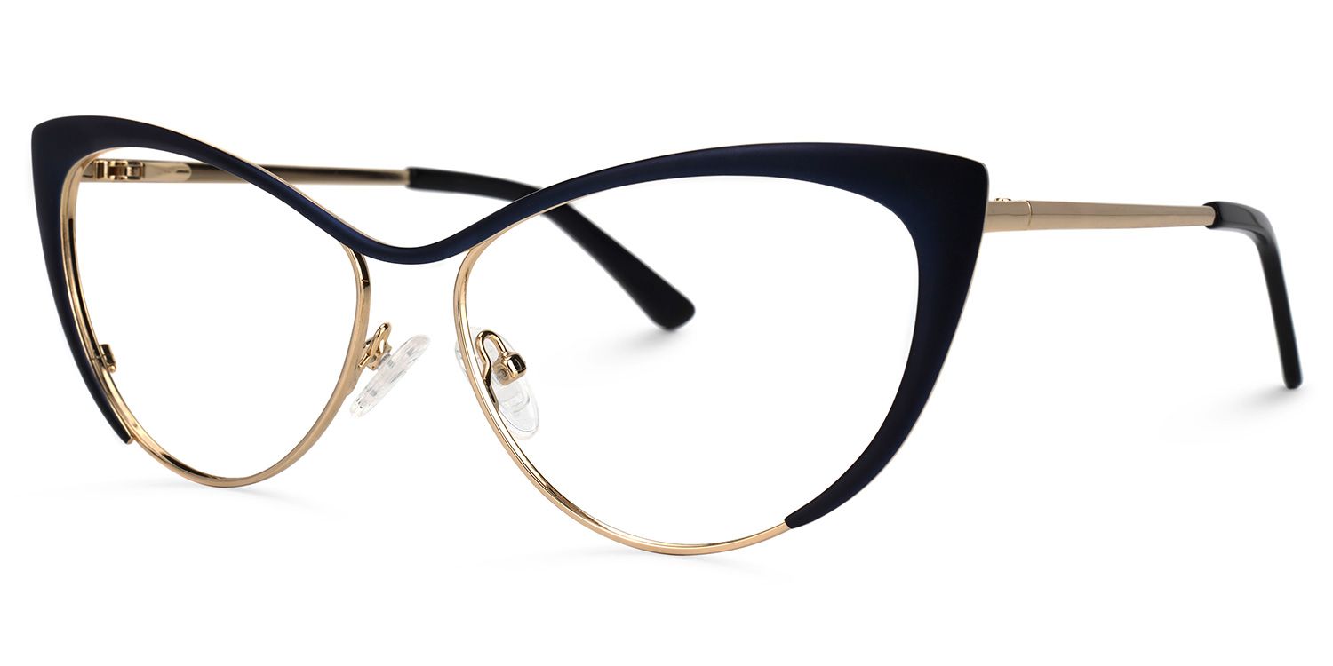 Annabelle - Cat Eye Blue Eyeglasses | Vooglam Front View