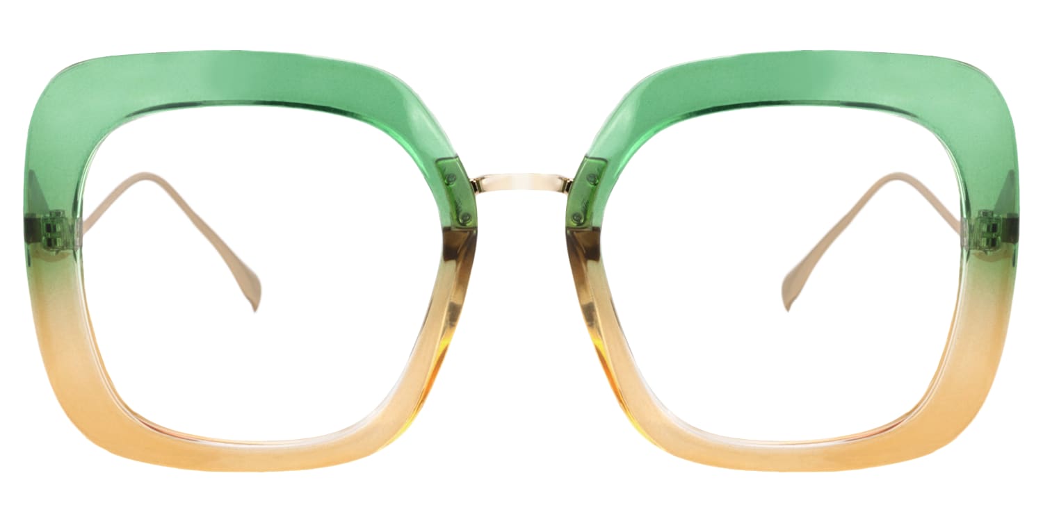 Geena Square Green/Yellow Eyeglasses - 1