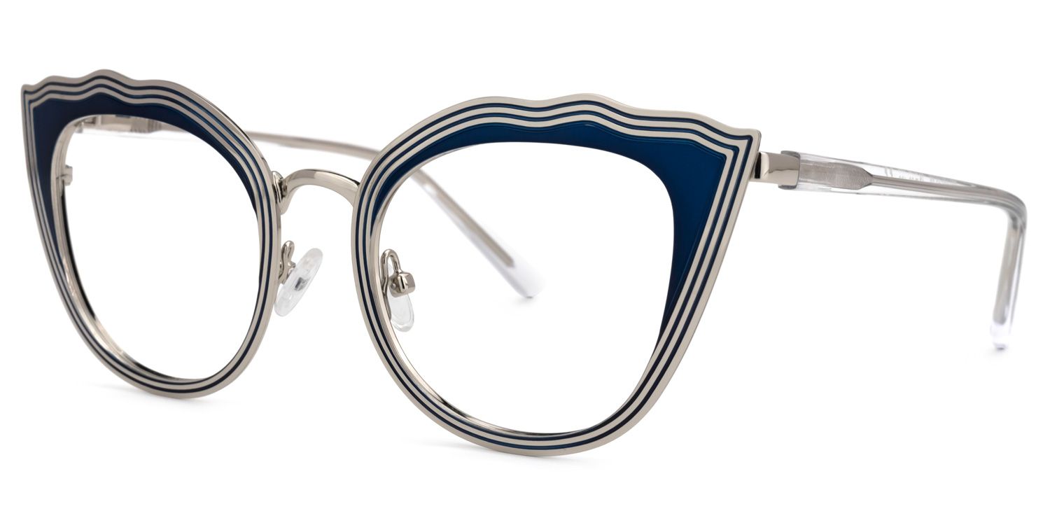 Cat Eye Blue Eyeglasses | Vooglam.com Front View