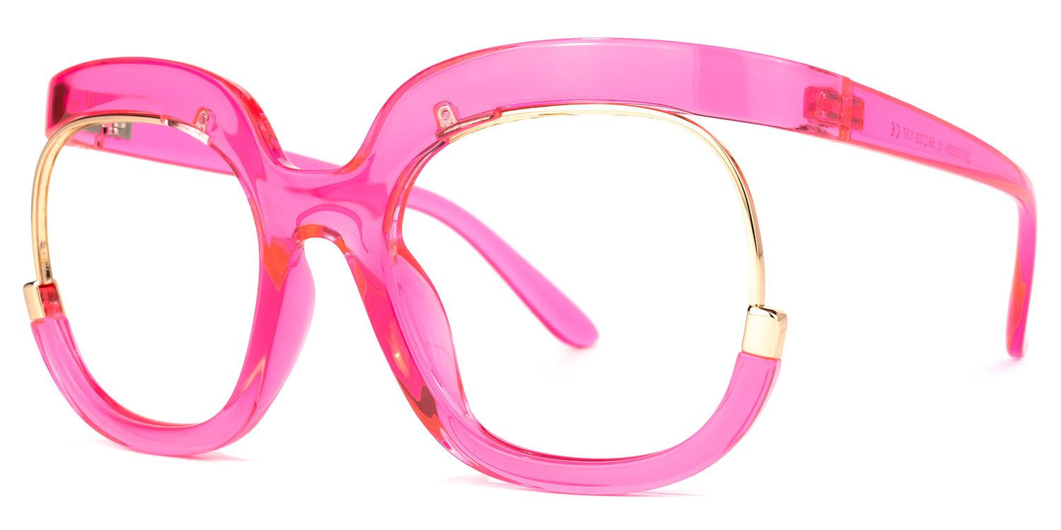 Fredia - Square Bright/Pink Eyeglasses | Vooglam Front View