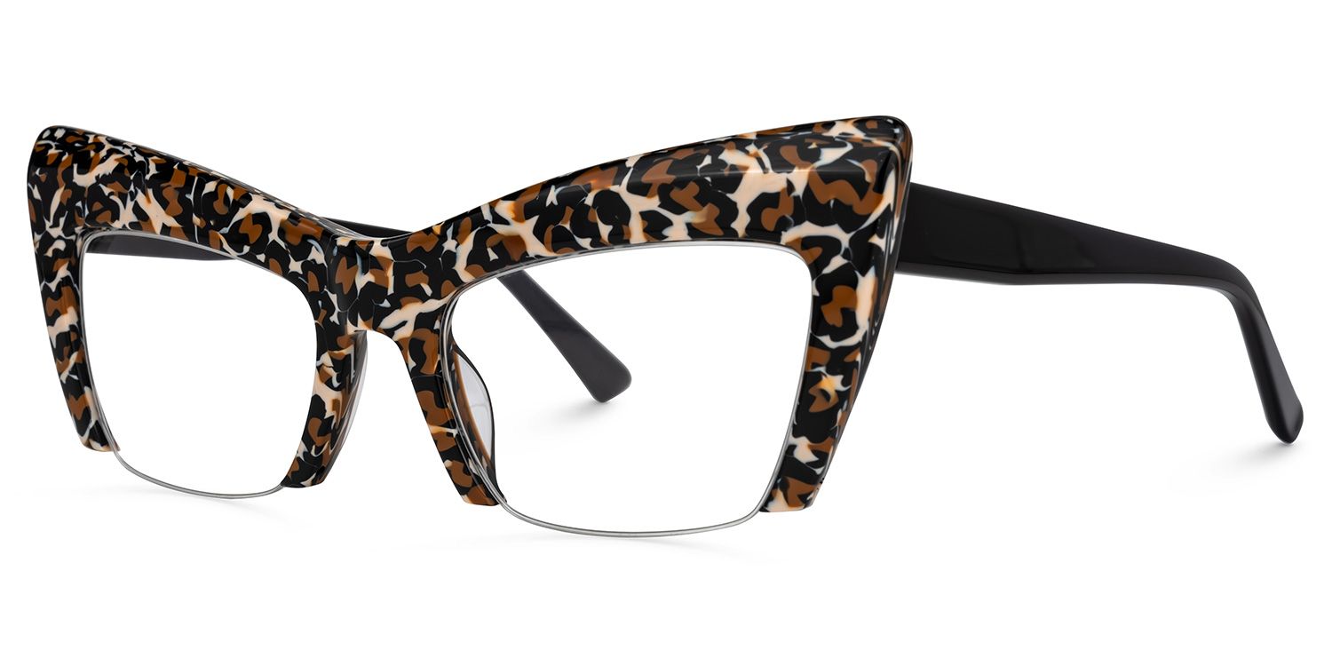 Garza - Cat Eye Leopard Eyeglasses | Vooglam Front View
