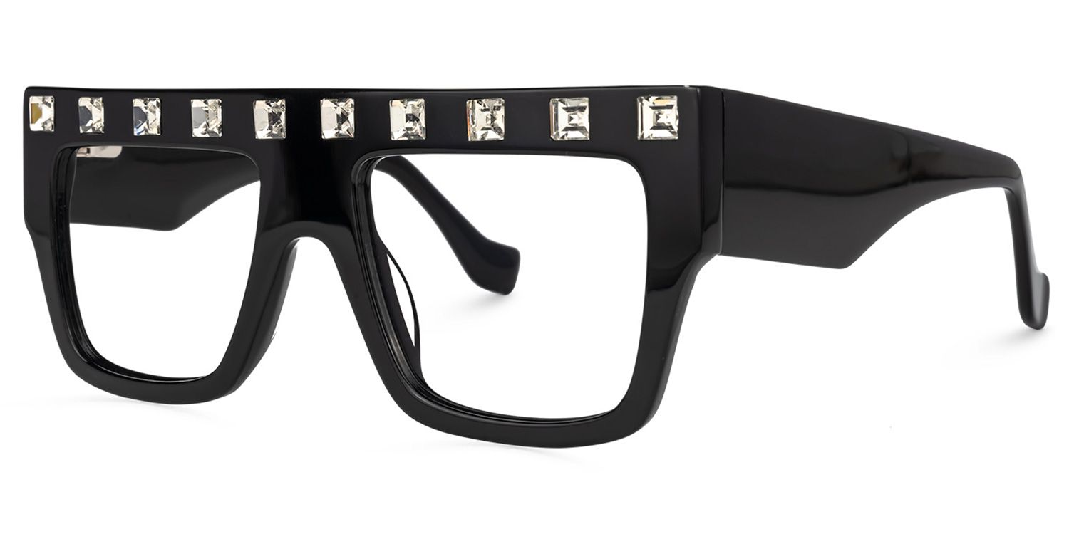 Agustin - Square Black Eyeglasses | Vooglam Front View