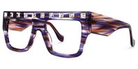 Agustin - Square Purple Eyeglasses | Vooglam Front View
