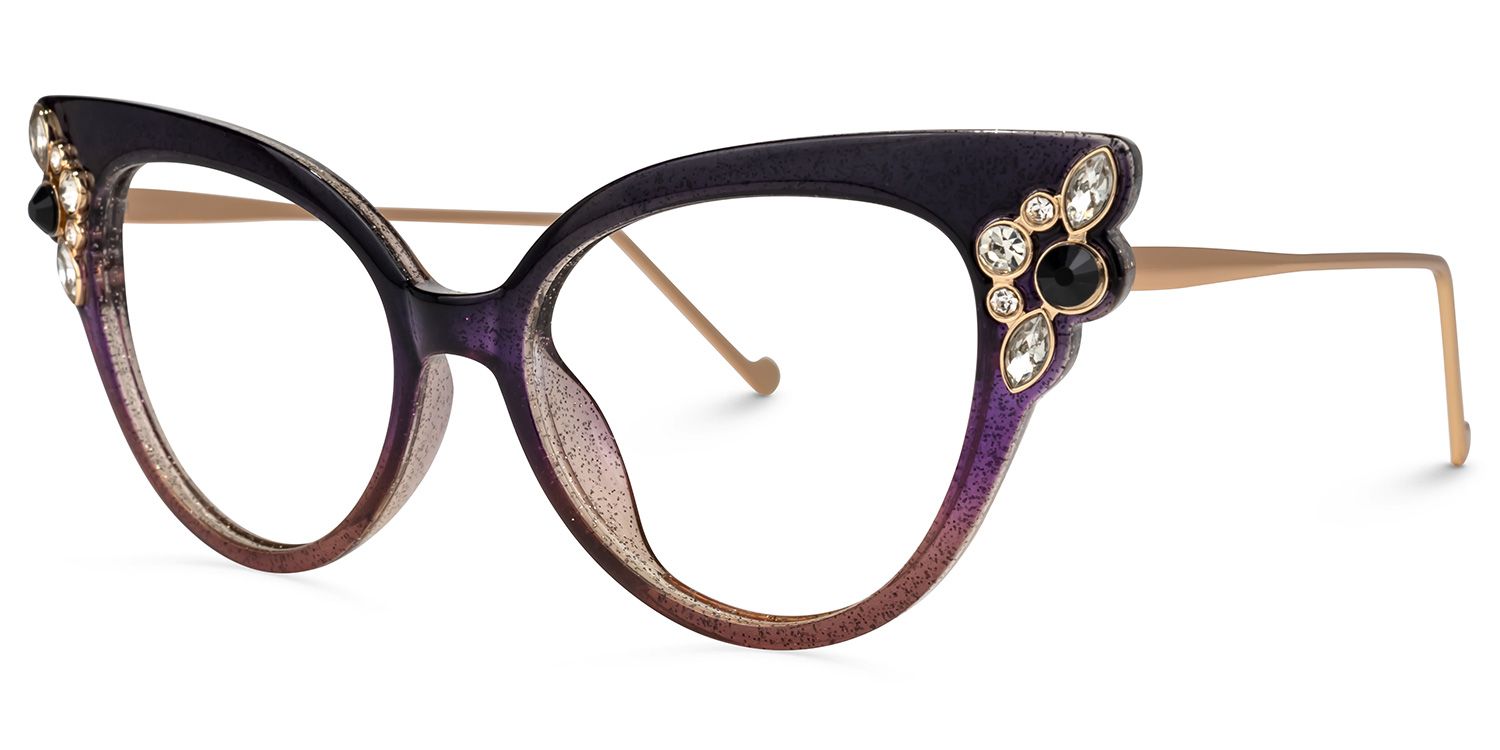 Yulanda - Cat Eye Purple Eyeglasses | Vooglam Front View