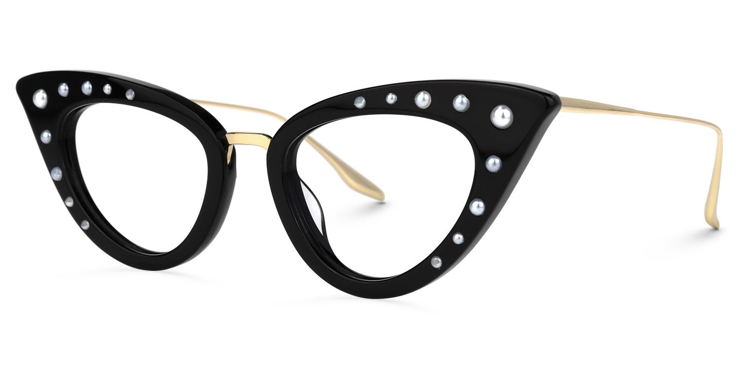 Maddie - Cat Eye Black Eyeglasses | Vooglam Front View