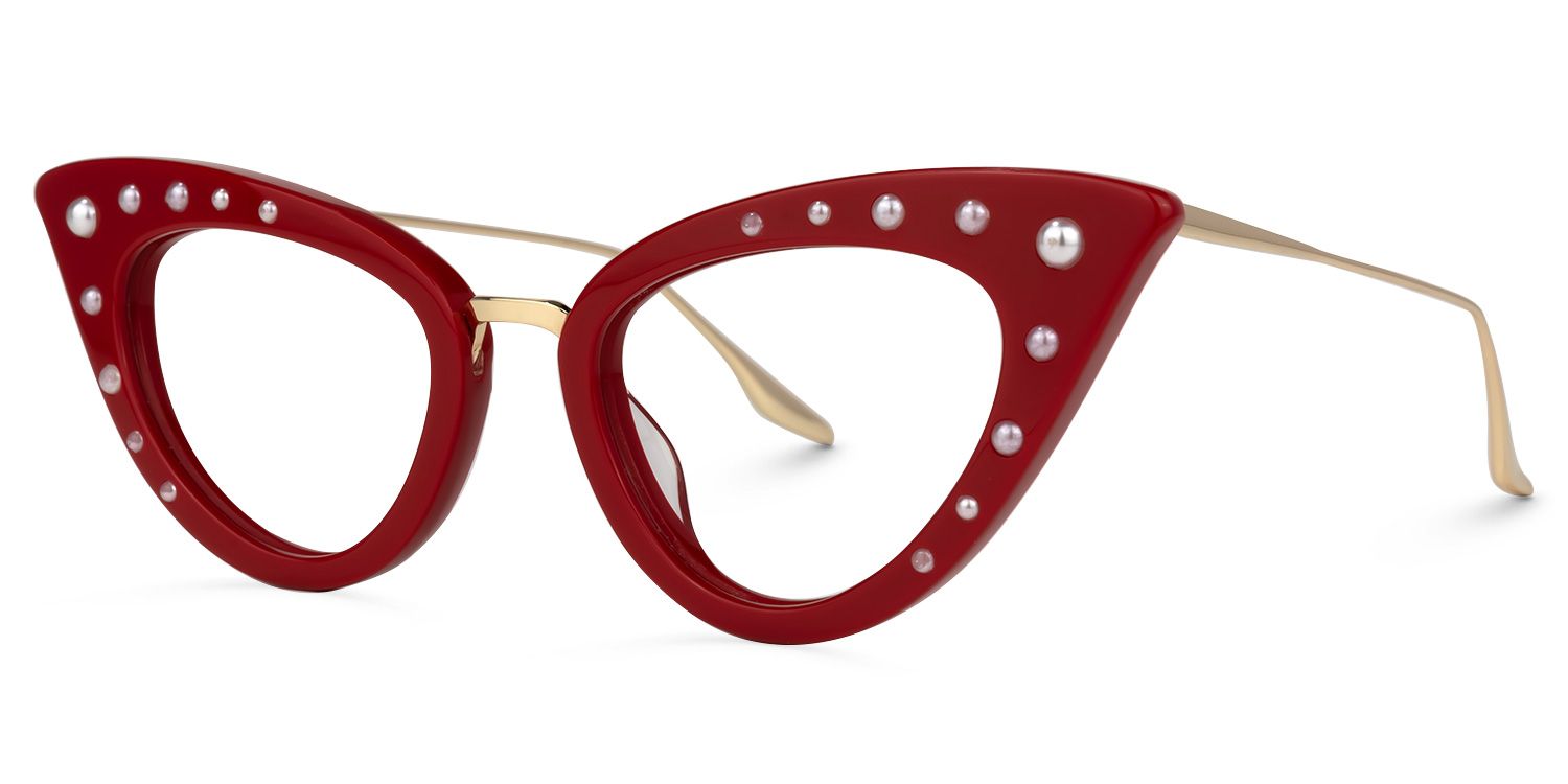 Maddie - Cat Eye Red Eyeglasses | Vooglam Front View