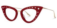 Maddie - Cat Eye Red Eyeglasses | Vooglam Front View