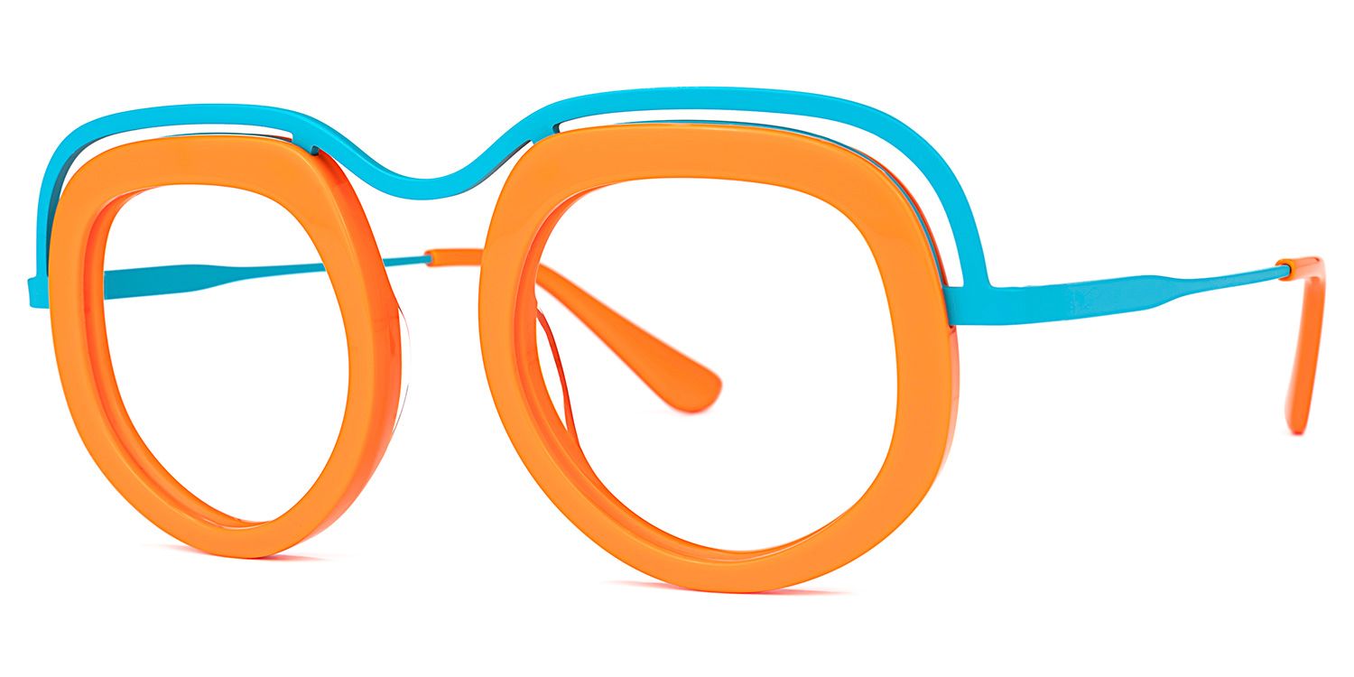Geometric Orange Eyeglasses | Vooglam Front View