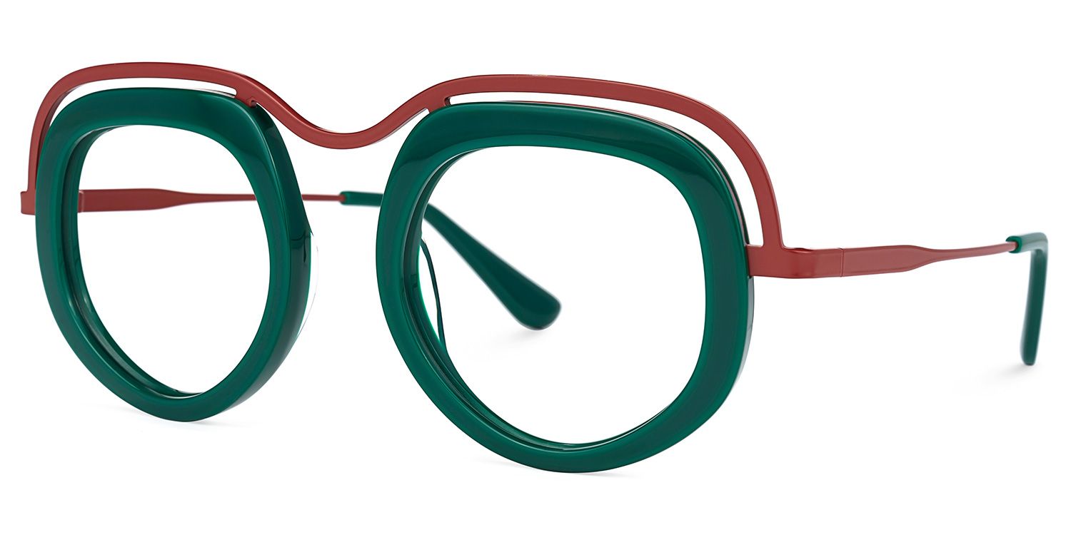 Geometric Green Eyeglasses | Vooglam.com Front View