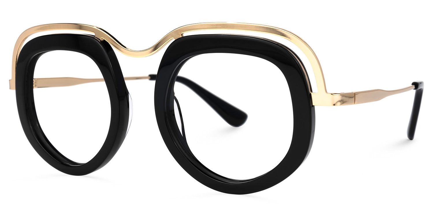 Geometric Black Eyeglasses | Vooglam.com Front View