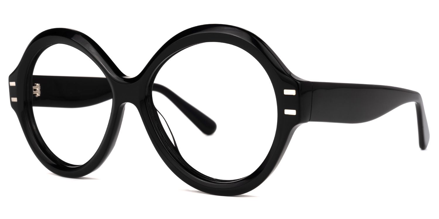 Round Black Eyeglasses | Vooglam.com Front View