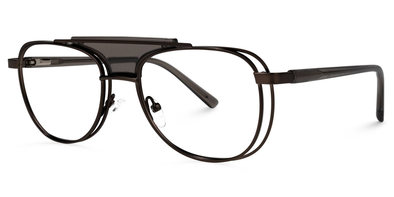 Rosado - Aviator Brown Eyeglasses | Vooglam Front View