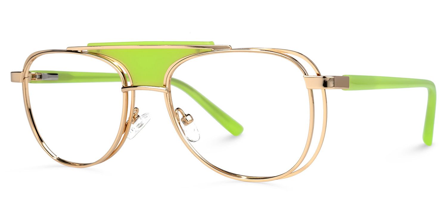 Rosado - Aviator Green Eyeglasses | Vooglam Front View
