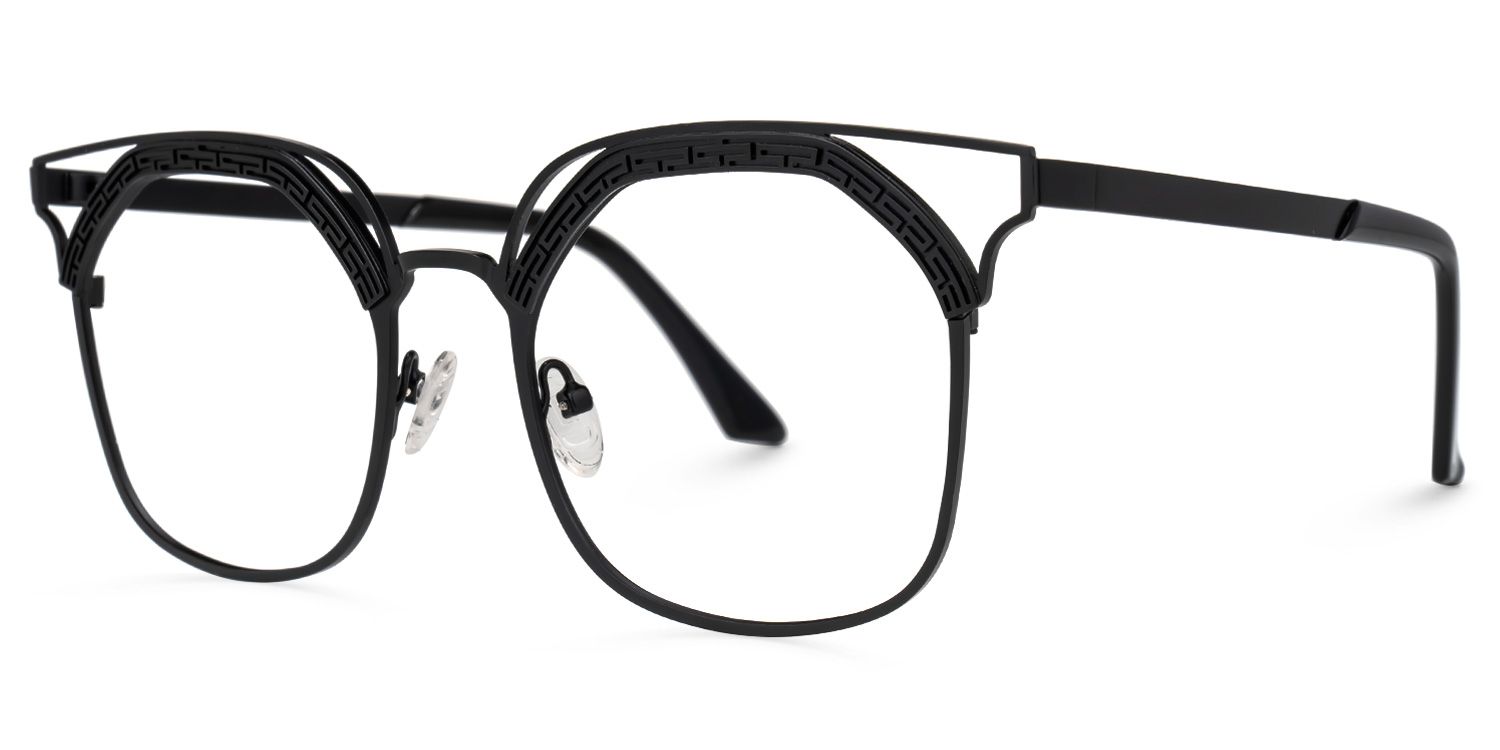 Whitfield - Square Black Eyeglasses | Vooglam Front View