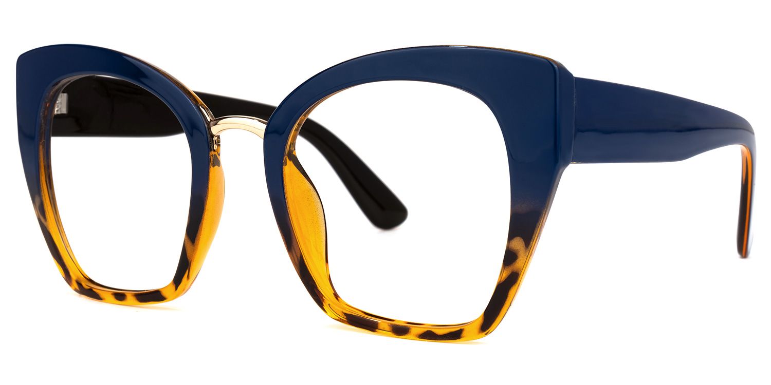 Hoda - Cat Eye Blue/Tortoise Eyeglasses | Vooglam Front View