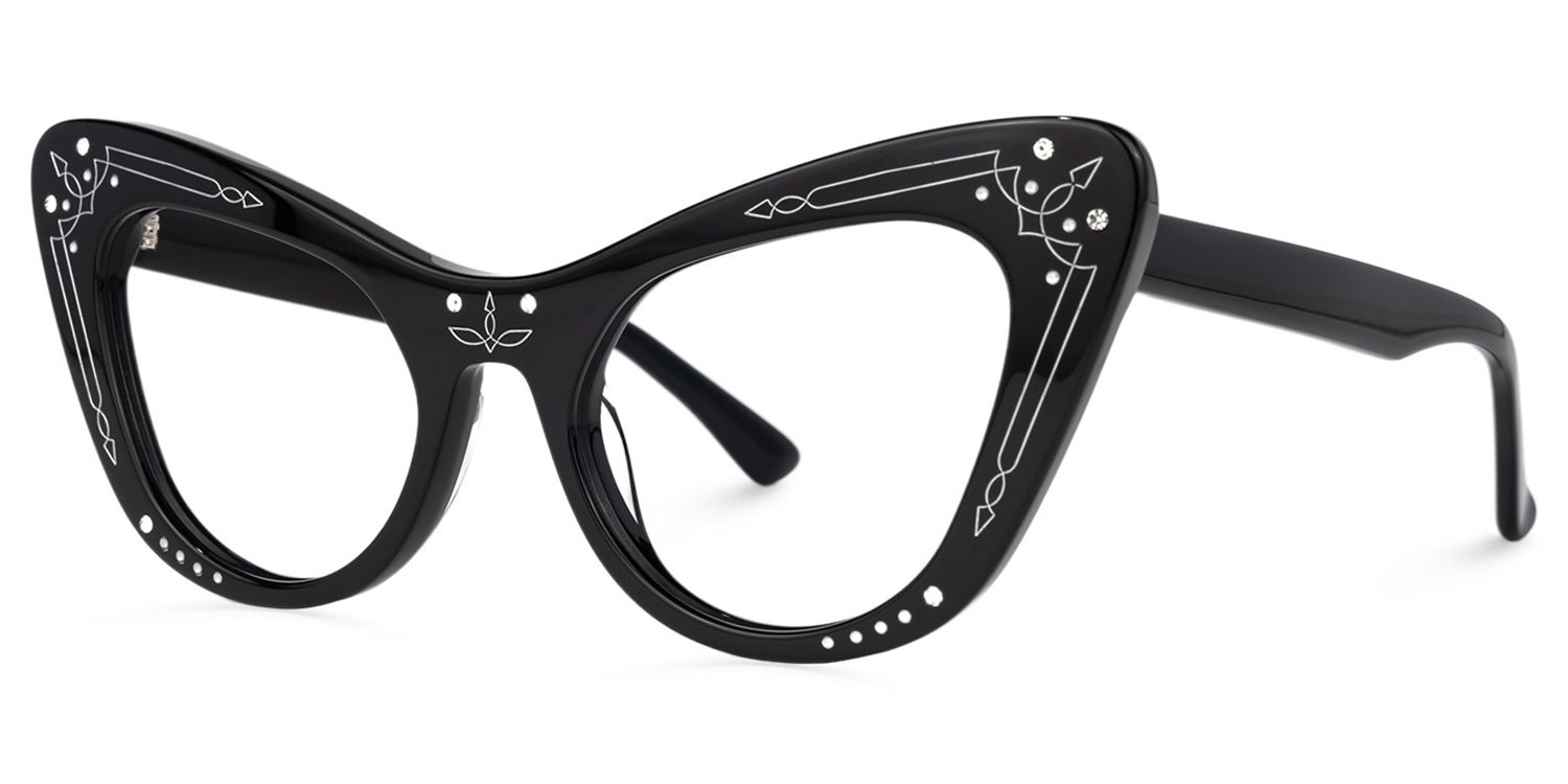 Bratton - Cat Eye Black Eyeglasses | Vooglam Front View