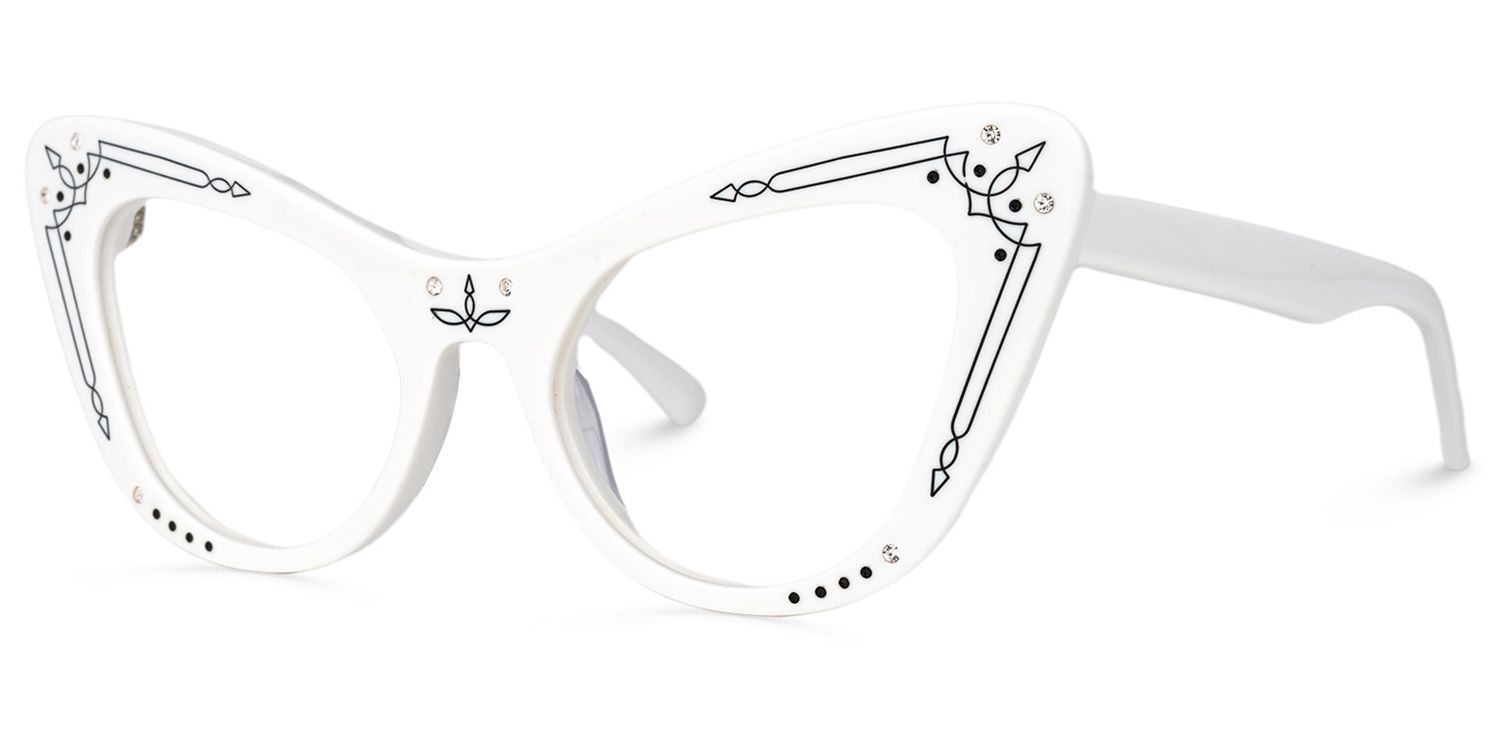 Bratton - Cat Eye White Eyeglasses | Vooglam Front View