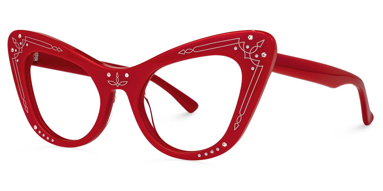 Bratton - Cat Eye Red Eyeglasses | Vooglam Front View