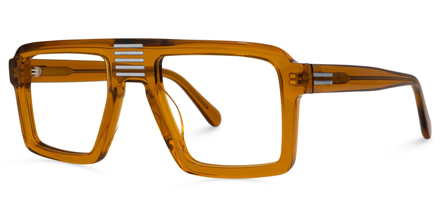 Russeau - Aviator Brown Eyeglasses | Vooglam Front View