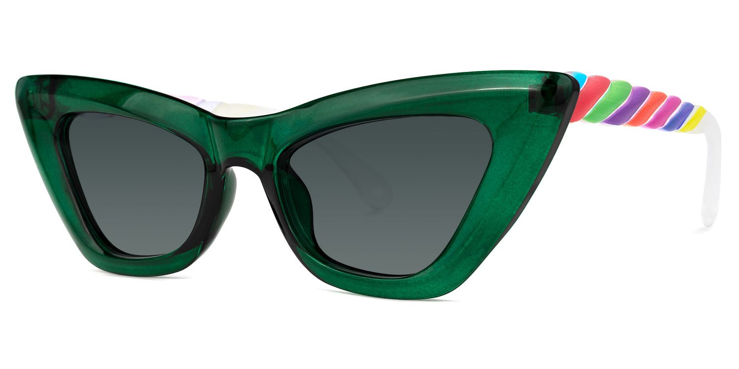 Jeanette - Cat Eye Green Sunglasses | Vooglam Front View