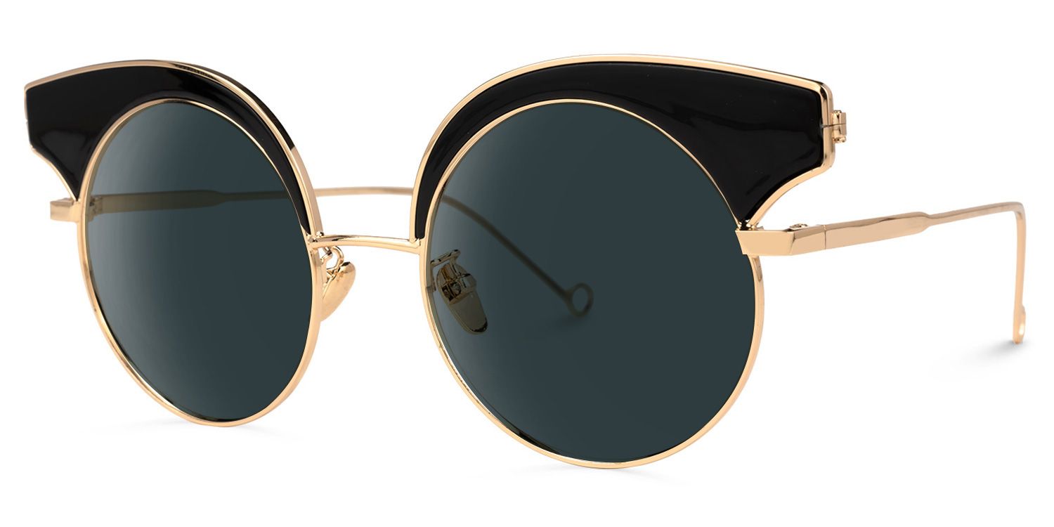Santiago - Round Black Sunglasse | Vooglam Front View