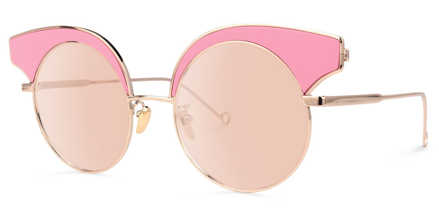 Santiago - Round Pink Sunglasse | Vooglam Front View