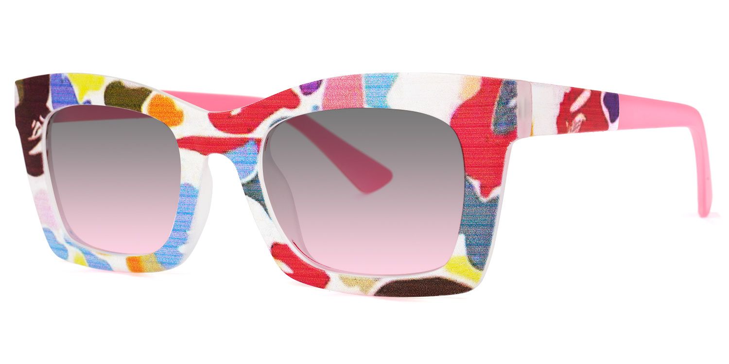 Lourido - Rectangle Multicolor Sunglasses | Vooglam Front View