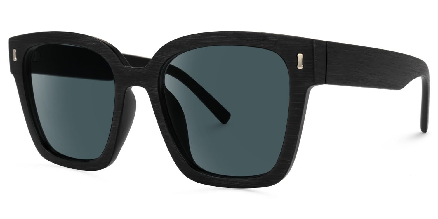 Foxx - Square Black Sunglasses | Vooglam Front View