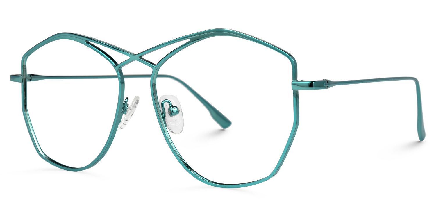 Hicks - Geometric Blue Eyeglasses | Vooglam Front View