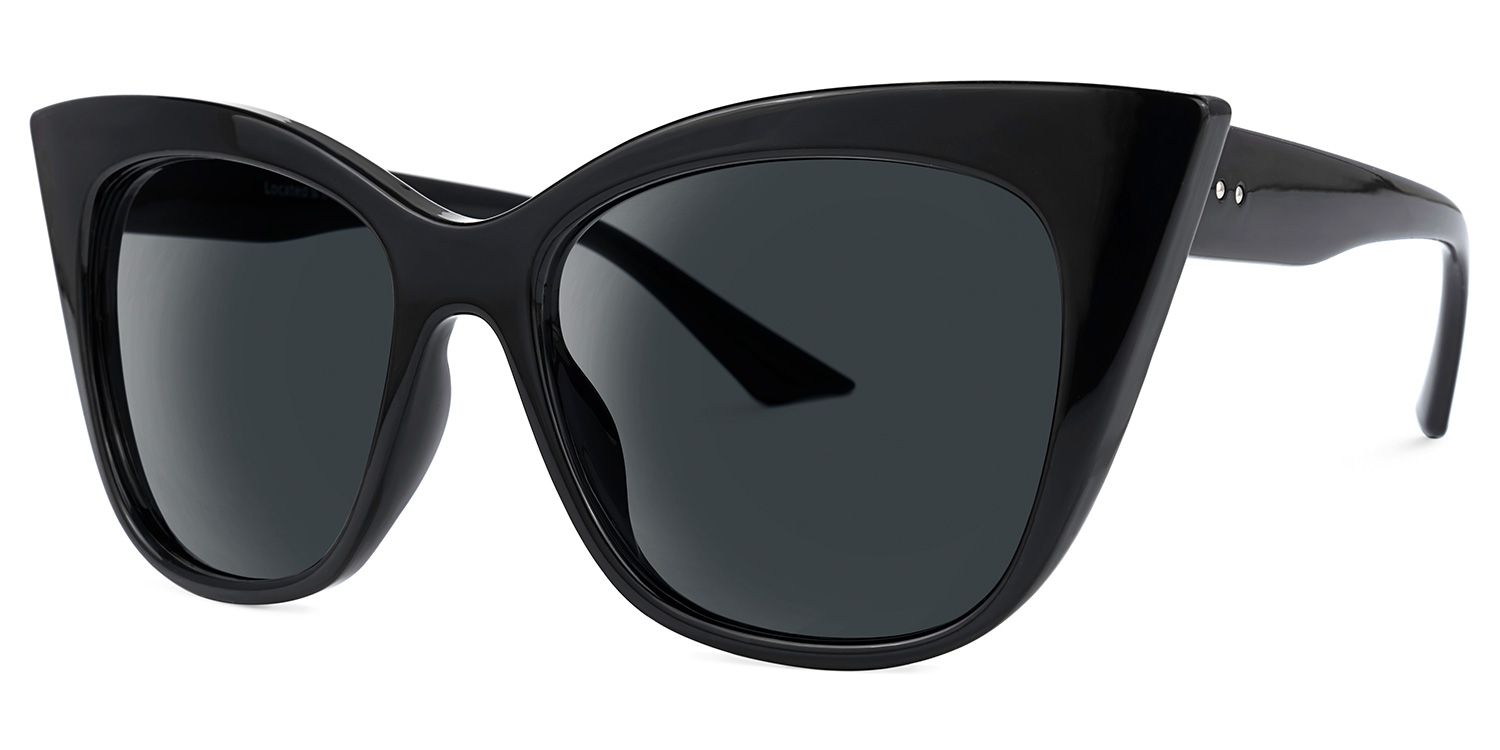 Gwin - Cat Eye Black Sunglasses | Vooglam Front View