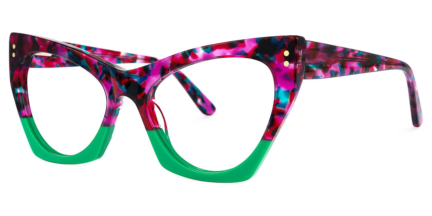 Viana - Cat Eye Floral Eyeglasses by Vooglam - Front View