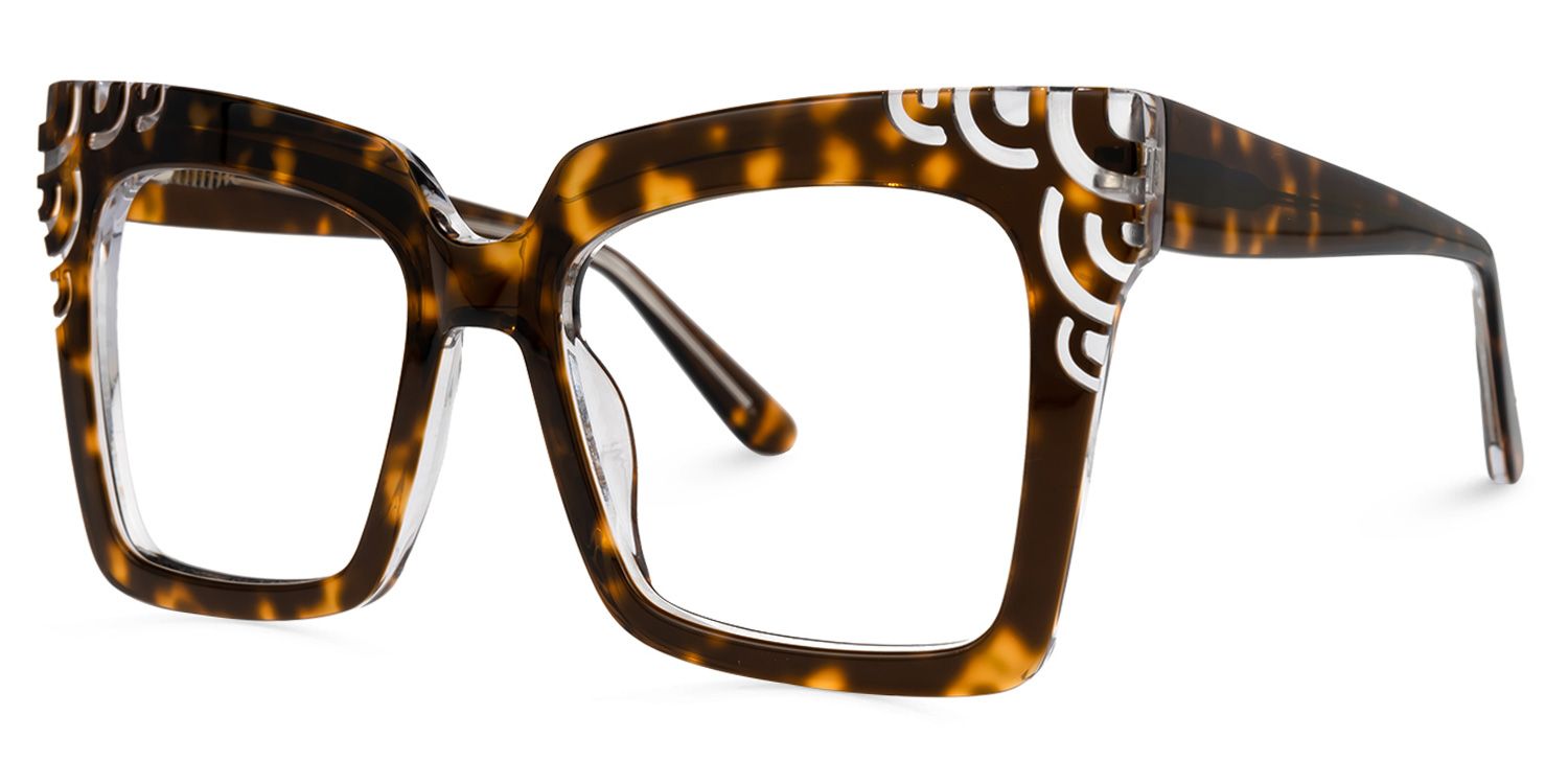Yamizka - Square Tortoise Eyeglasses | Vooglam Front View