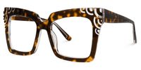 Yamizka - Square Tortoise Eyeglasses | Vooglam Front View